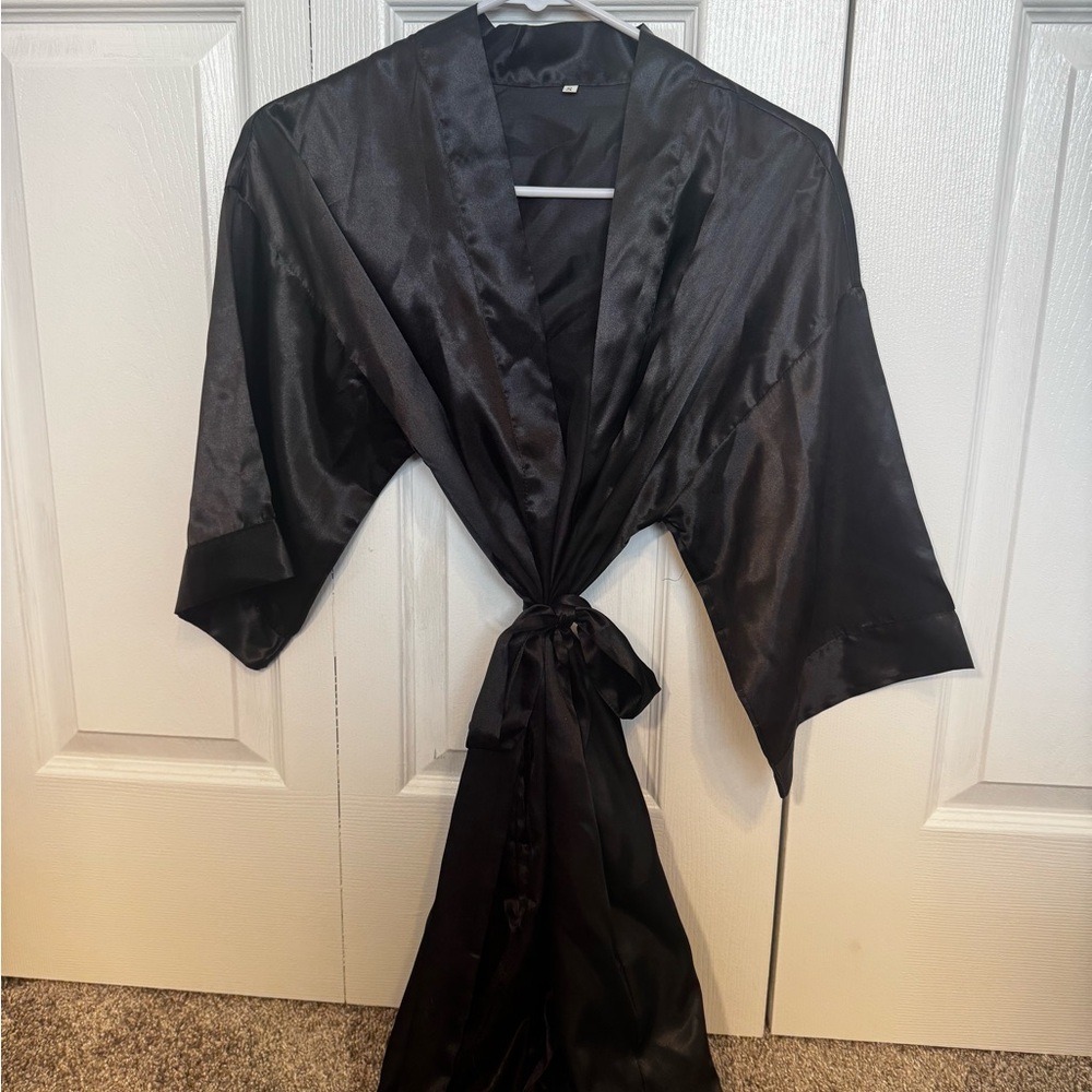 Elegant Black Satin Robe